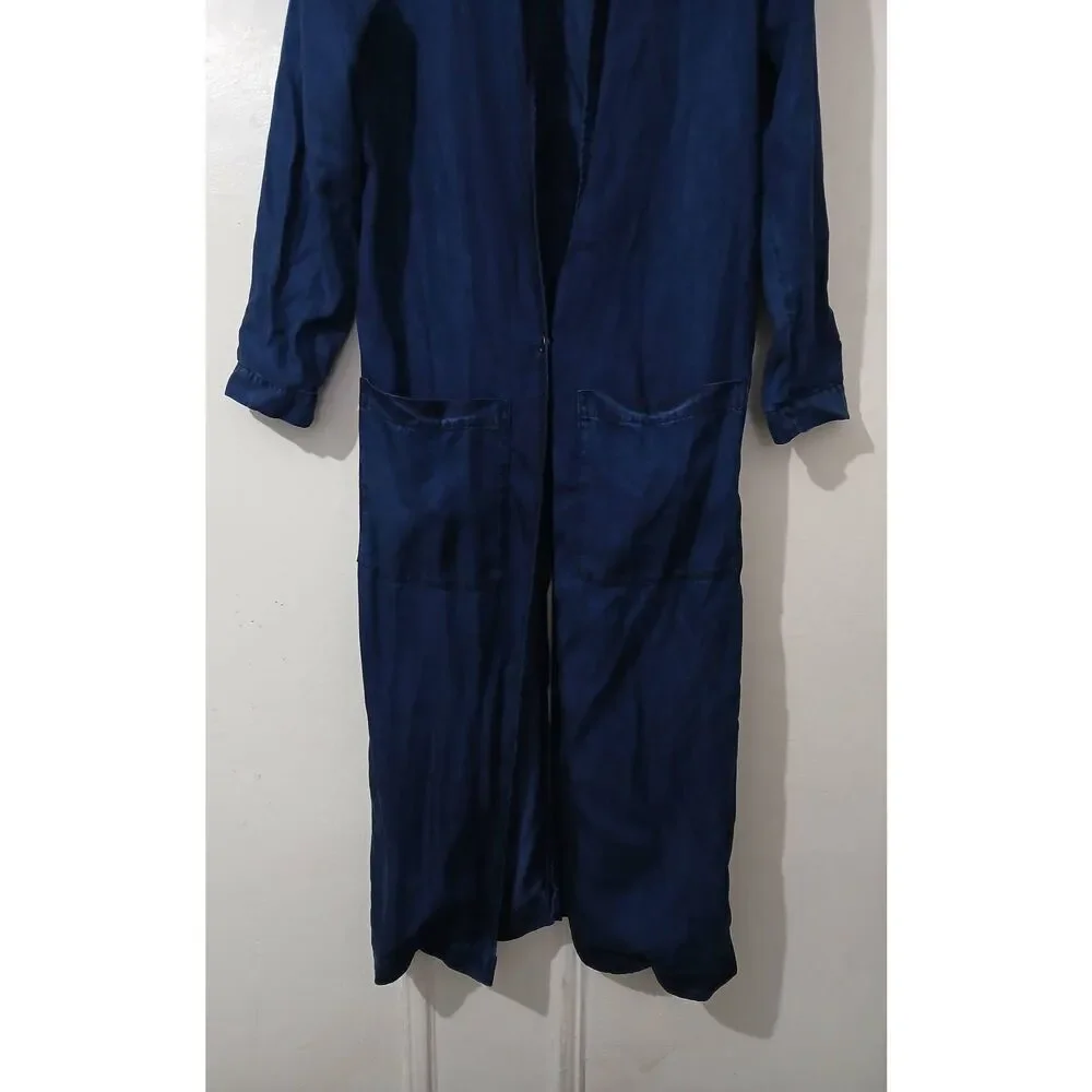 Blk dnm womens small long duster lightweight denim cardigan blue
